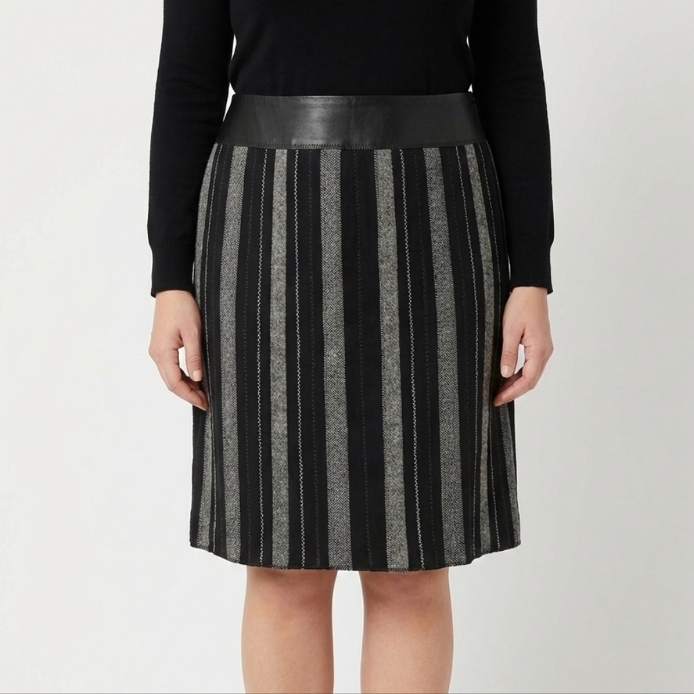 Garnet Hill Stripe Pencil Skirt Size 16 100% Cotton with Silk Lining Fall Outfit